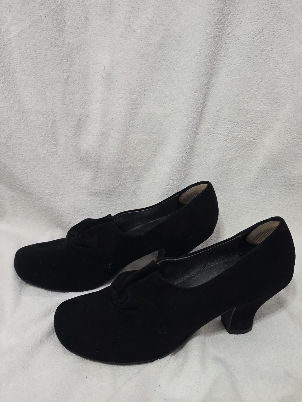 HOTTER DONNA QUART KITTEN HEELS SUEDE GORGEOUS RIBON BOX COMFORT LADIES 5.5 VGUC